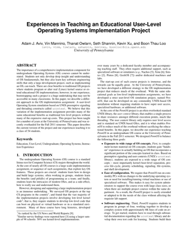 Experiences in Teaching an Educational User-Level Operating Systems Implementation Project