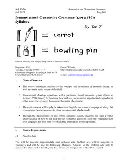 Semantics and Generative Grammar (Ling610): Syllabus