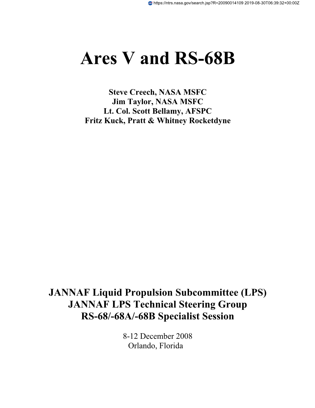 Ares V and RS-68B