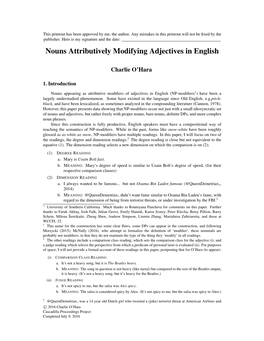 Nouns Attributively Modifying Adjectives in English