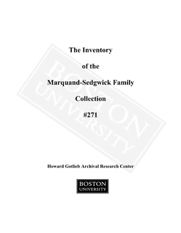 The Inventory of the Marquand-Sedgwick Family
