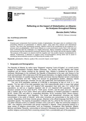 Reflecting on the Impact of Globalization on Albania: an Analyses Throughout History