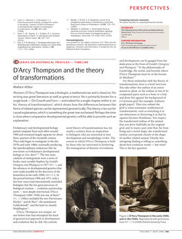 D'arcy Thompson and the Theory of Transformations
