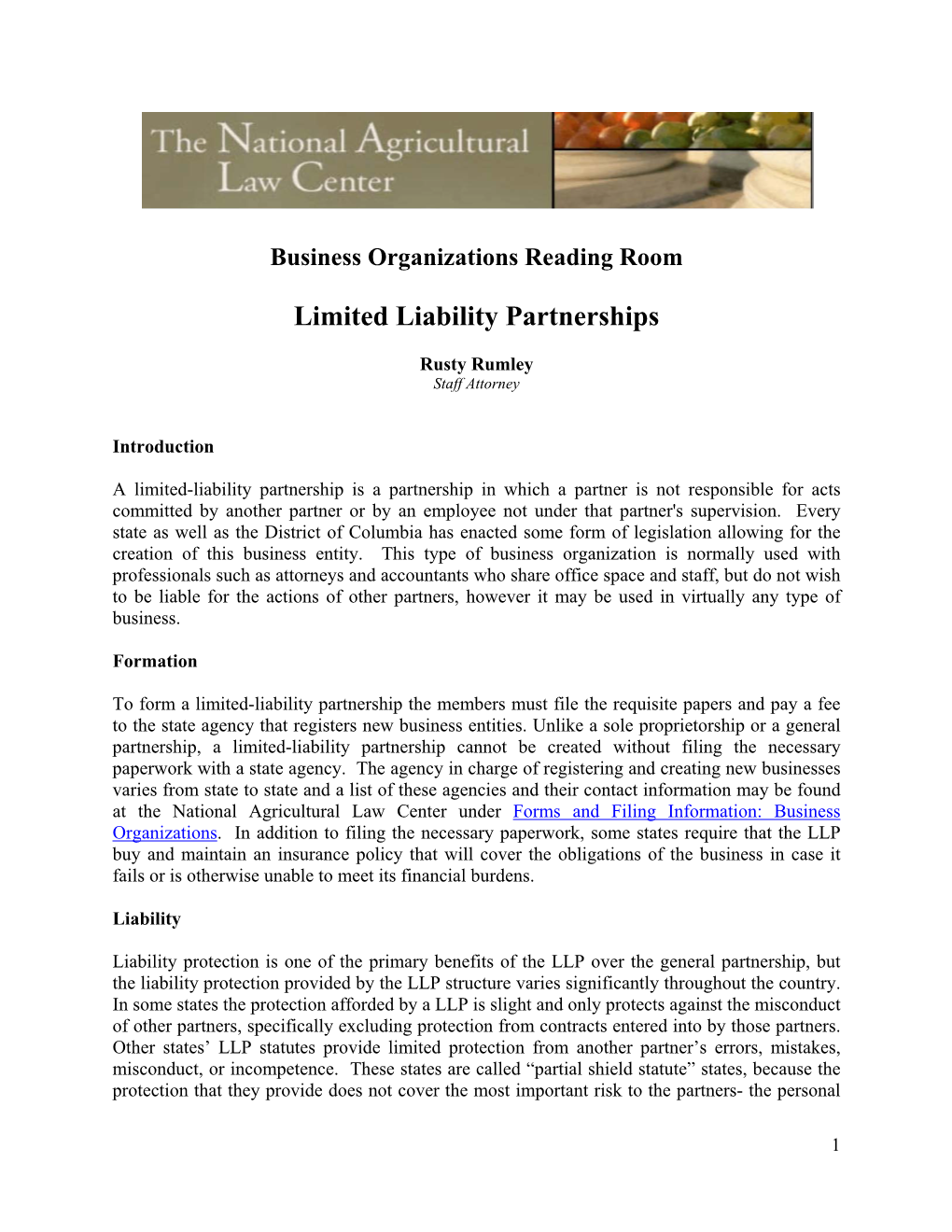 Limited Liability Partnerships