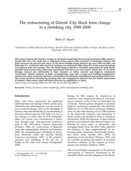 The Restructuring of Detroit: City Block Form Change in a Shrinking City, 1900–2000