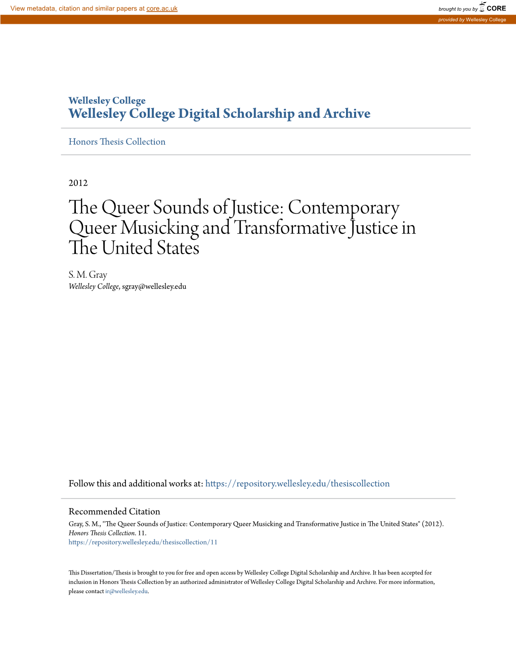 Contemporary Queer Musicking and Transformative Justice in the United States