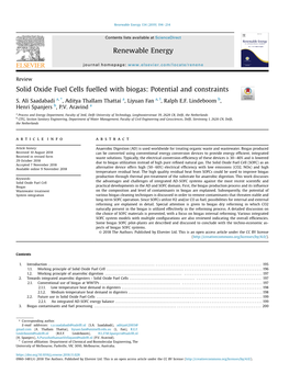 Solid Oxide Fuel Cells Fuelled with Biogas: Potential and Constraints