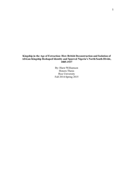 Kingship in the Age of Extraction: the Reshaping of Nigerian Identity And