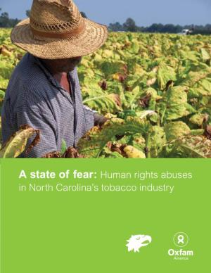 A State of Fear: Human Rights Abuses in North Carolina's Tobacco Industry