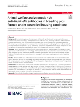 Anti-Trichinella Antibodies in Breeding Pigs Farmed Under Controlled