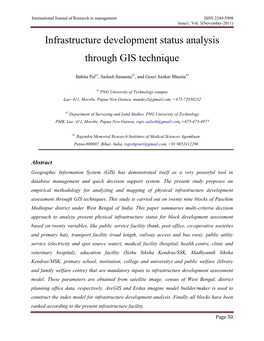 Infrastructure Development Status Analysis Through GIS Technique