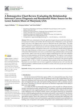 A Retrospective Chart Review Evaluating the Relationship Between Cancer Diagnosis and Residential Water Source on the Lower Eastern Shore of Maryland, USA
