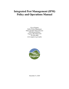 Integrated Pest Management (IPM) Policy and Operations Manual