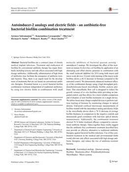 Autoinducer-2 Analogs and Electric Fields - an Antibiotic-Free Bacterial Biofilm Combination Treatment