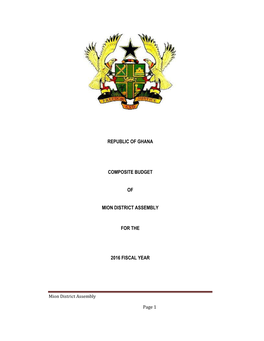 Republic of Ghana Composite Budget of Mion District Assembly for the 2016