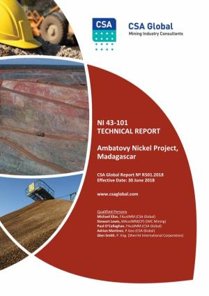 NI 43-101 TECHNICAL REPORT Ambatovy Nickel Project, Madagascar