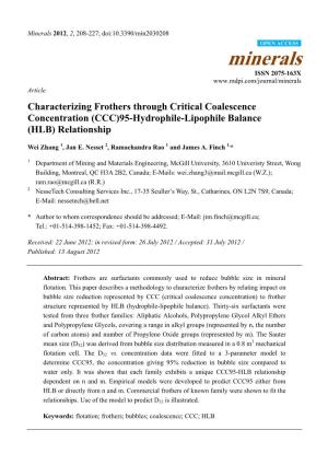 (CCC)95-Hydrophile-Lipophile Balance (HLB) Relationship