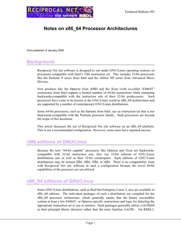 Notes on X86 64 Processor Architectures Background I386