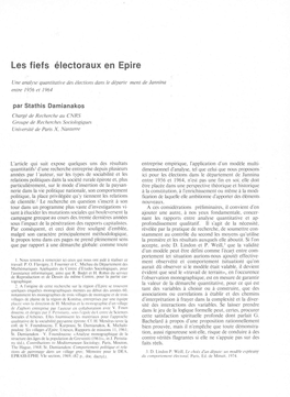 Les Fiefs Électoraux En Epire Line Analyse Quantitative Des Élections Dans Le Départe Ment De Donnina Entre 1956 Et 1964