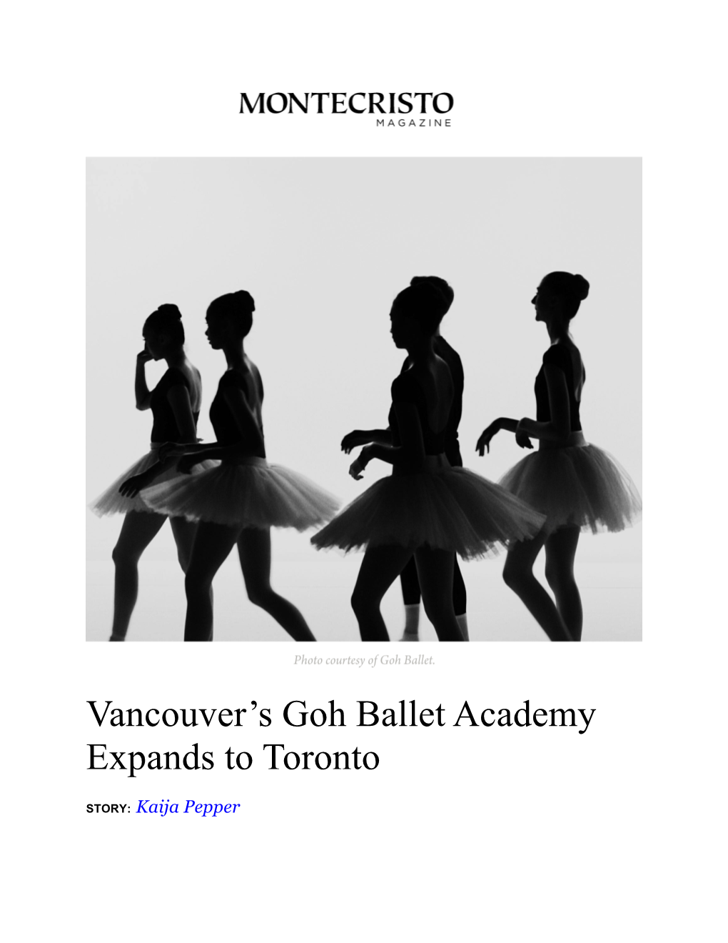 Vancouver's Goh Ballet Academy Expands to Toronto