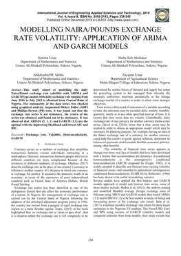 Modelling Naira/Pounds Exchange Rate Volatility: Application of Arima and Garch Models