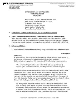 ENFORCEMENT and COMPOUNDING COMMITTEE REPORT July 12, 2017