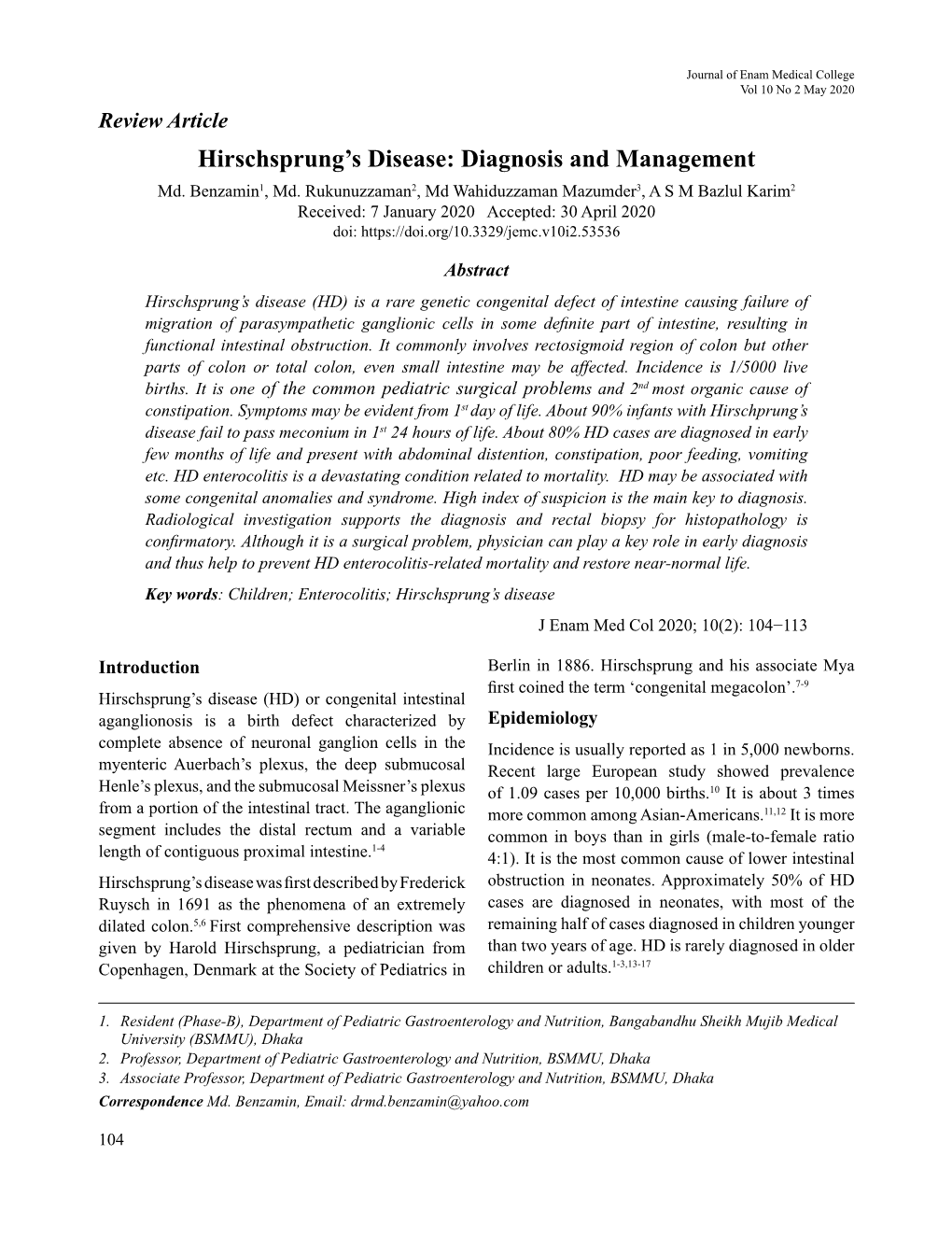 Hirschsprung's Disease