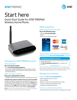 Here Quick Start Guide for AT&T PREPAID Wireless Home Phone