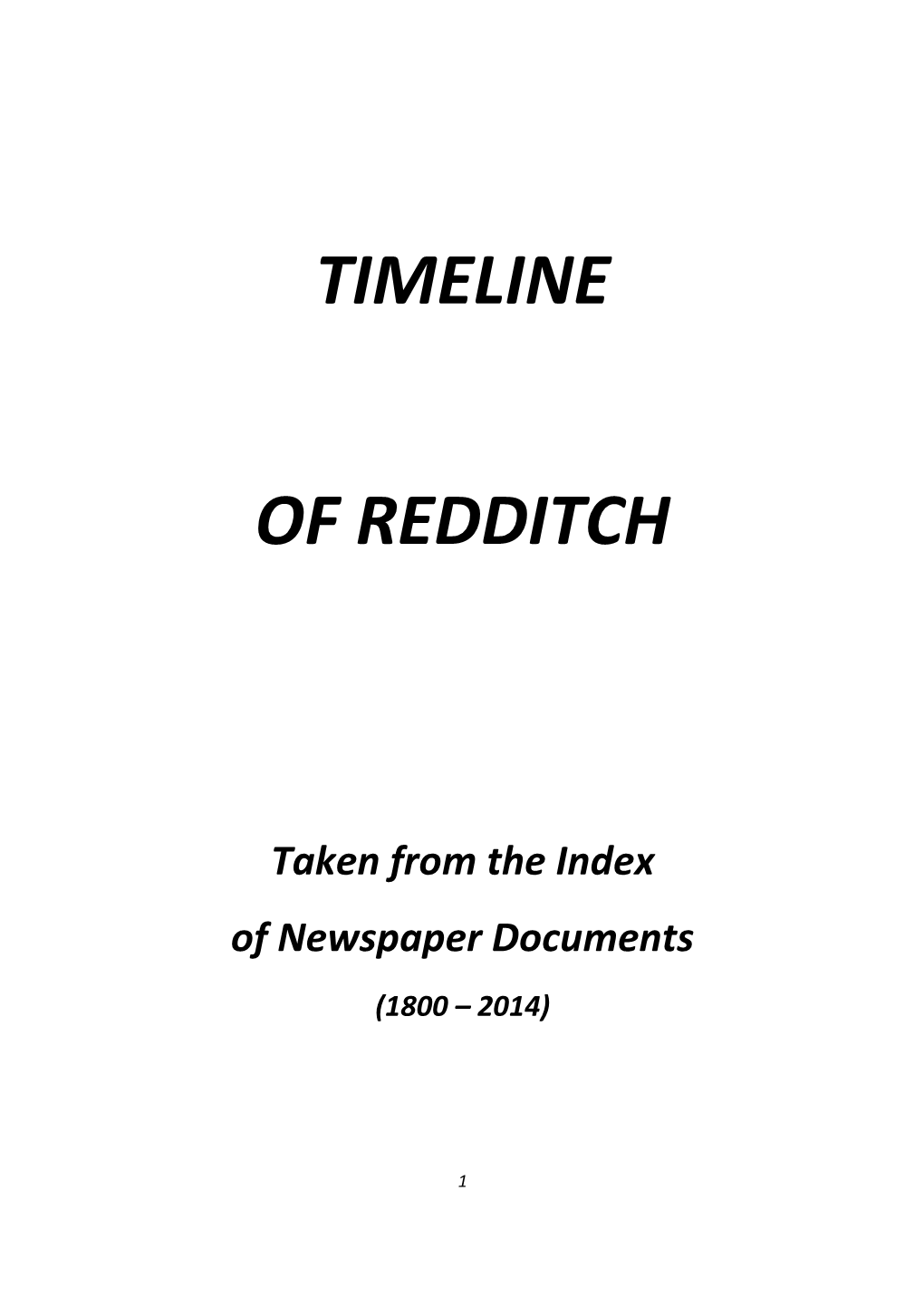 Timeline of Redditch