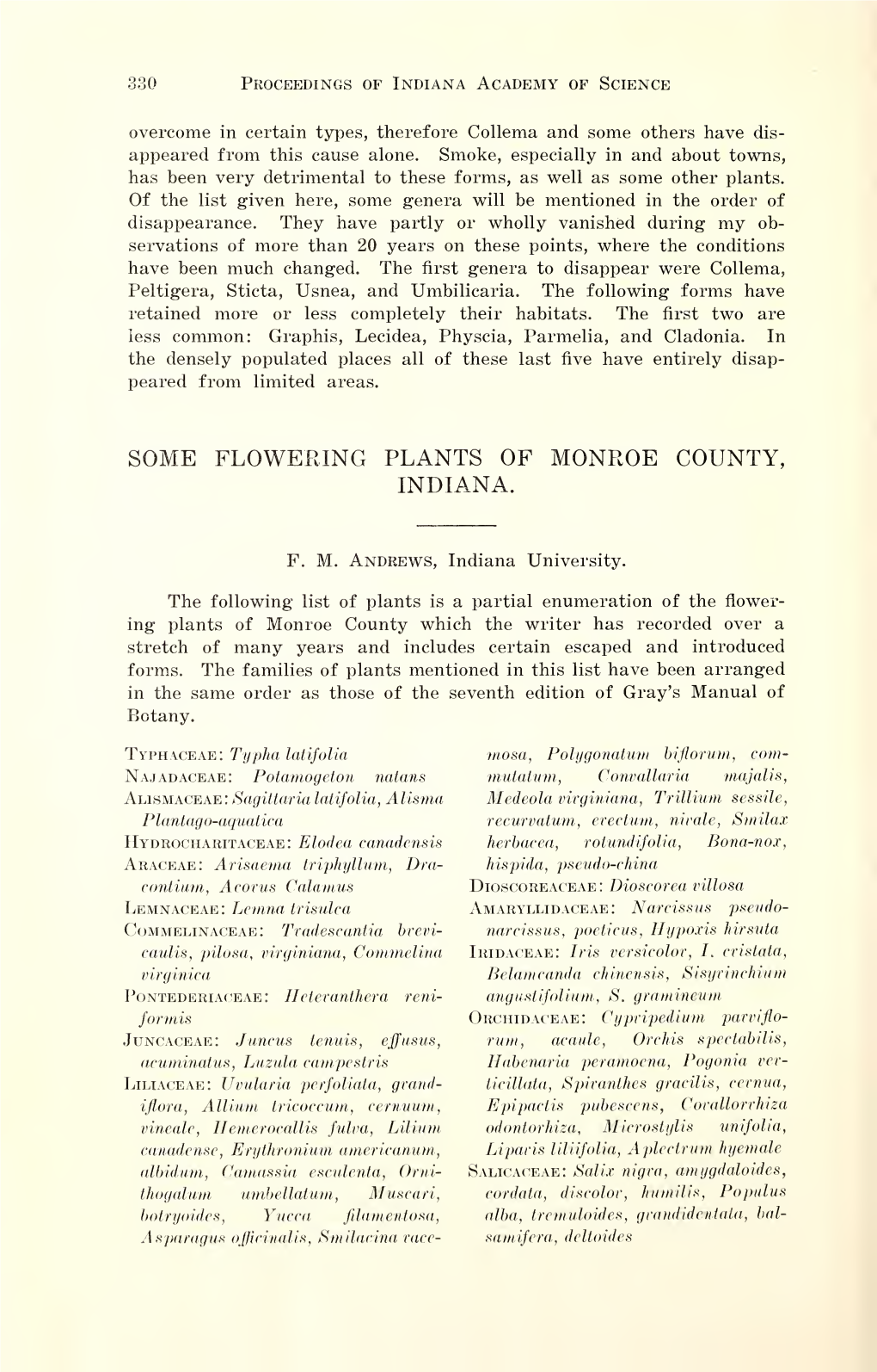 Proceedings of the Indiana Academy of Science