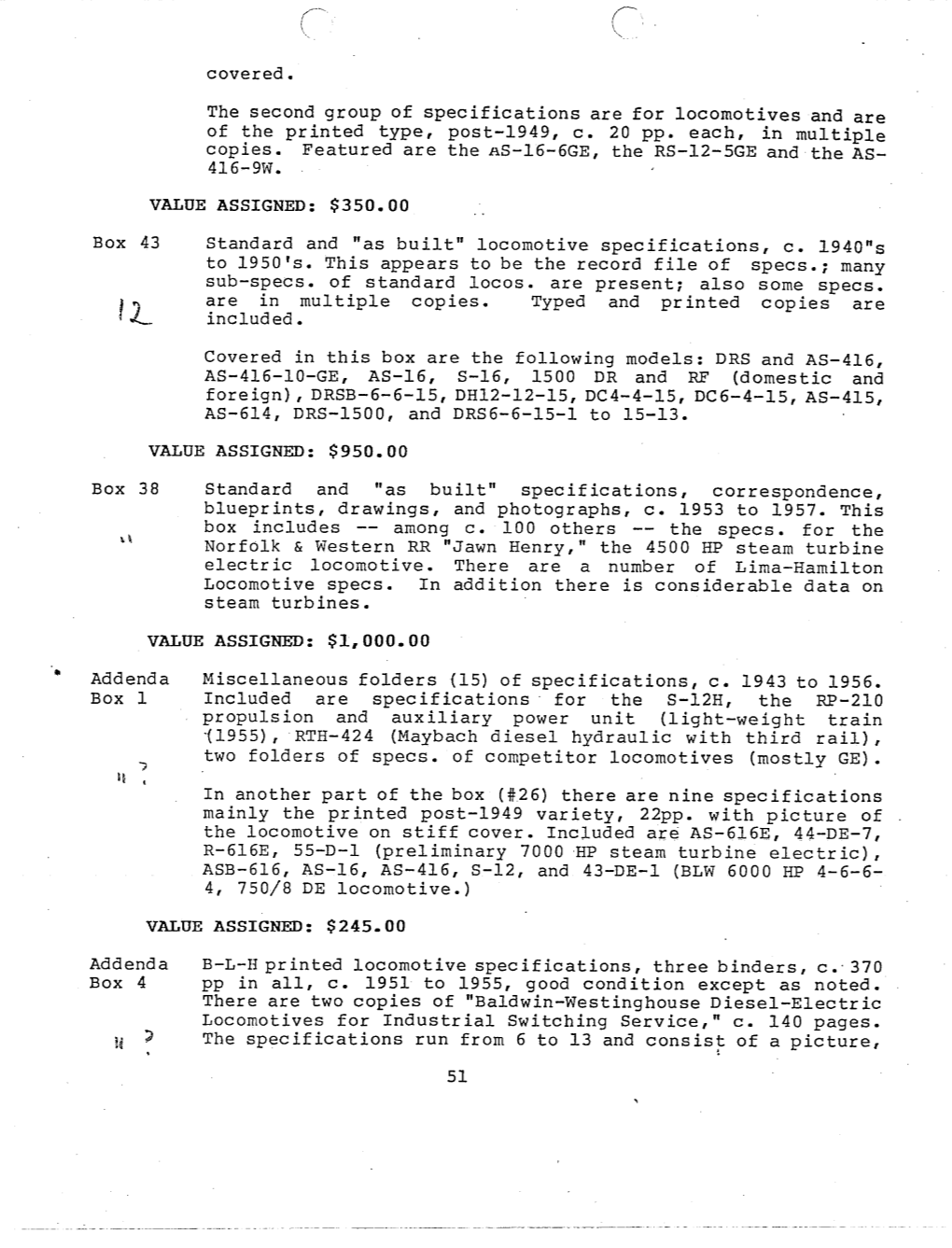 Covered. the Second Group of Specifications Are for Locomotives