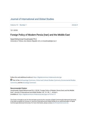 Foreign Policy of Modern Persia (Iran) and the Middle East