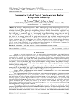 Comparative Study of Topical Fusidic Acid and Topical Retapamulin in Impetigo
