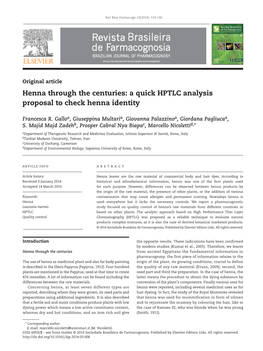 A Quick HPTLC Analysis Proposal to Check Henna Identity