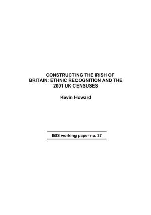 Constructing the Irish of Britain: Ethnic Recognition and the 2001 Uk Censuses