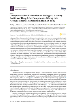 Computer-Aided Estimation of Biological Activity Profiles of Drug