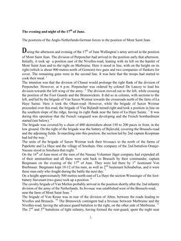 1 the Evening and Night of the 17 of June. the Positions of the Anglo-Netherlands-German Forces in the Position of Mont Saint Je