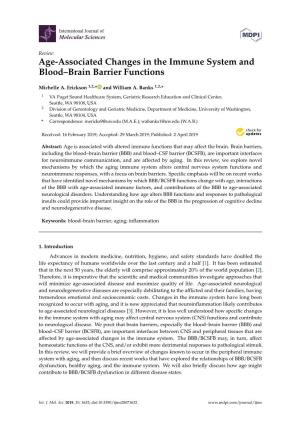 Age-Associated Changes in the Immune System and Blood–Brain Barrier Functions