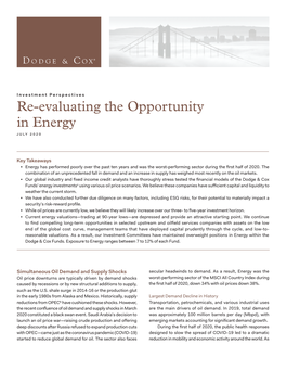 Re-Evaluating the Opportunity in Energy July 2020