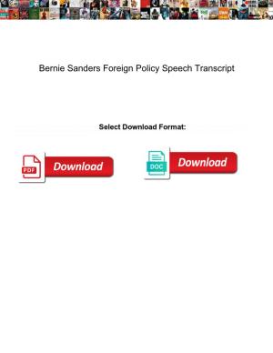 Bernie Sanders Foreign Policy Speech Transcript