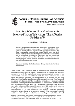 Framing War and the Nonhuman in Science-Fiction Television: the Affective Politics of V