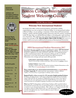 Boston College International Student Welcome Guide