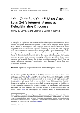 “You Can't Run Your SUV on Cute. Let's Go!”: Internet Memes As