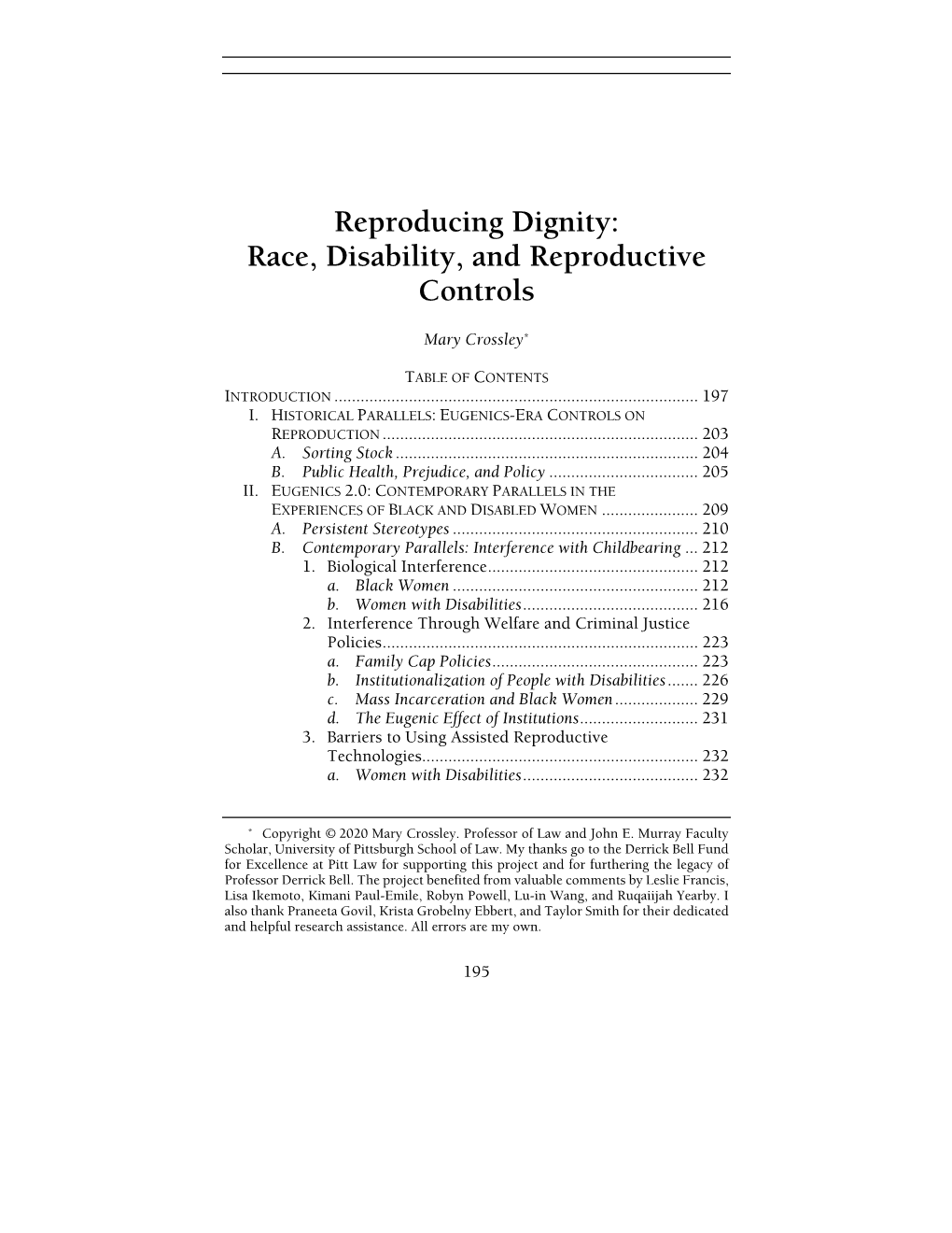 Race, Disability, and Reproductive Controls