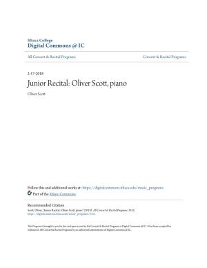 Junior Recital: Oliver Scott, Piano Oliver Scott