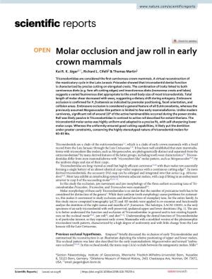 Molar Occlusion and Jaw Roll in Early Crown Mammals Kai R