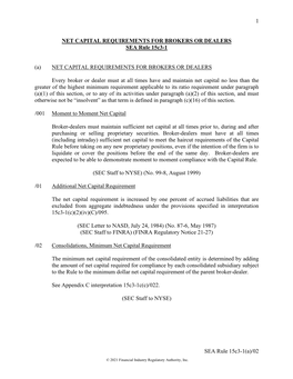 Net Capital Requirements for Brokers and Dealers