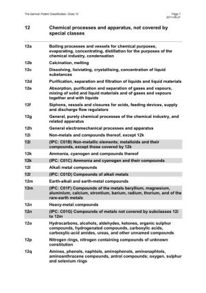 The German Patent Classification, Class 12 Page 1 2011-09-21