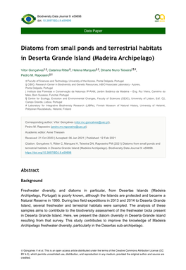 Diatoms from Small Ponds and Terrestrial Habitats in Deserta Grande Island (Madeira Archipelago)