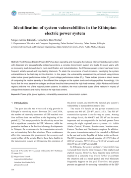 Identification of System Vulnerabilities in the Ethiopian Electric Power System